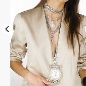 Dylan Lex Lola silver necklace. Two shorter necklaces and one long pendant.